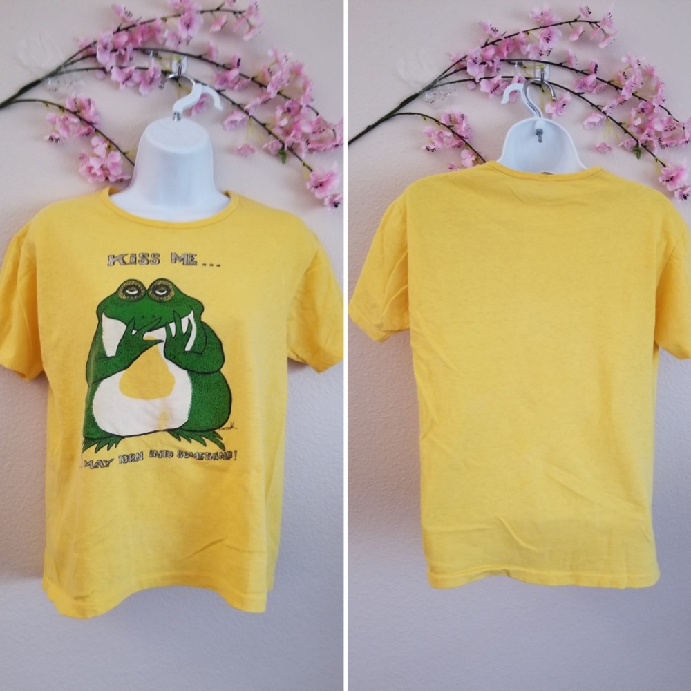 Vintage Lady T graphic frog yellow shirt large - Picture 4 of 9